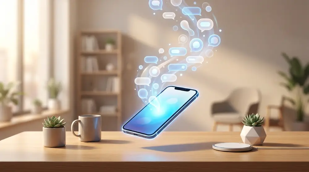 Smartphone displaying message notifications representing business SMS communication